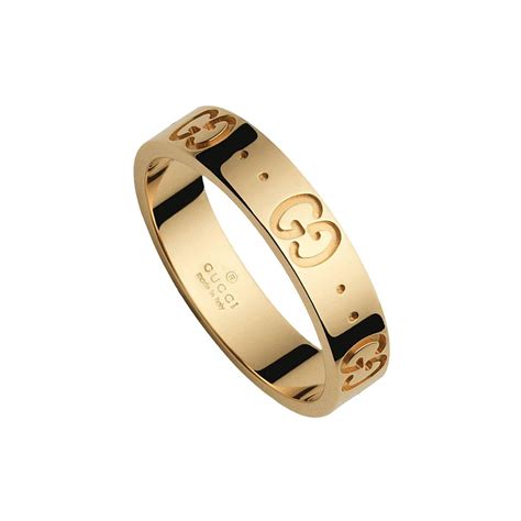 gucci icon ring with studs in yellow gold|Gucci icon band ring.